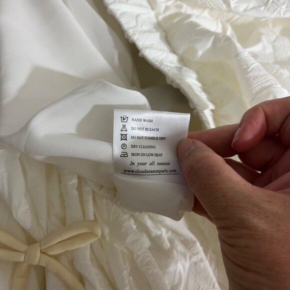 Cloud Season Paris skirt women's M white cream bow accent elastic waist - Picture 3 of 6